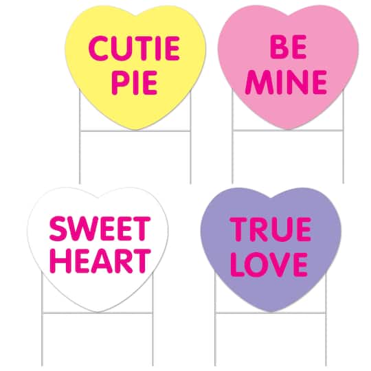 Beistle 11.5" x 13" Candy Heart Plastic Yard Signs Set